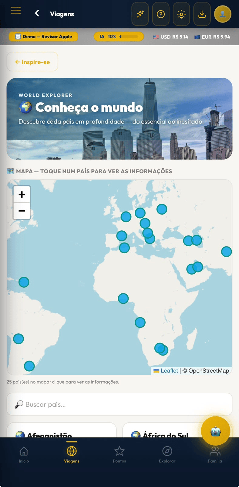 World Explorer — mapa de países